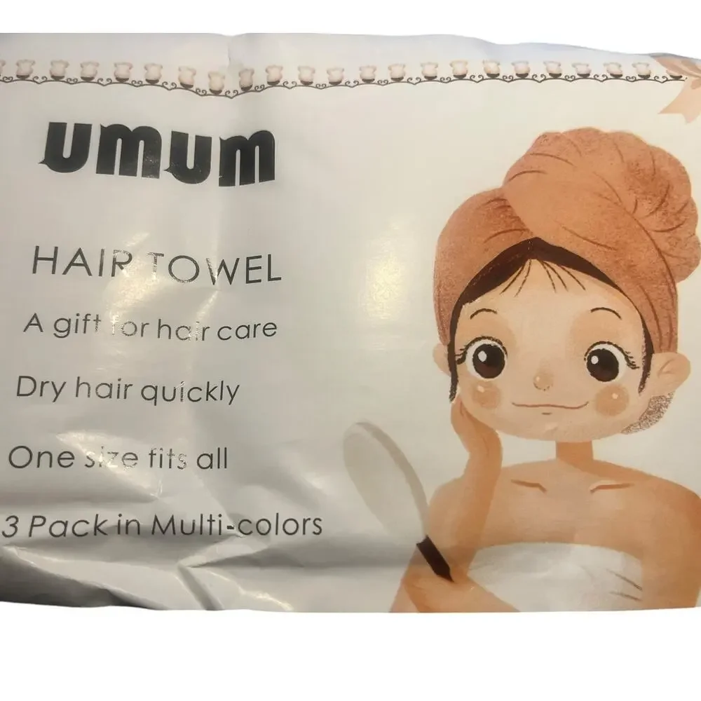 Umum Set of 3 Hair Towels in Different Colors NIP One size fits all 10